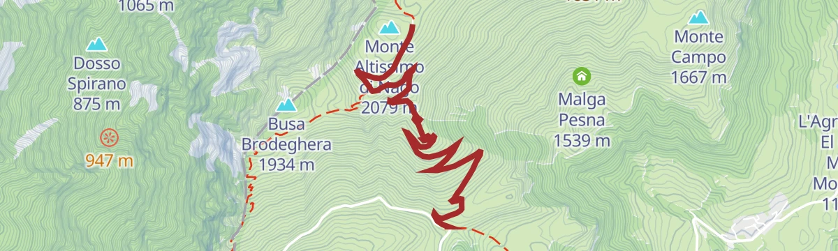 Route map: Ascent to Monte Altissimo | 767